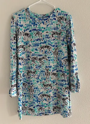Ibkul‎ Tillie Dress Small Blue White Long Sleeve Mesh Stretch Golf Tennis UPF thumbnail 1