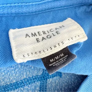 American‎ Eagle Cropped Sweatshirt Blue Graphic Logo Crewneck Pullover Size M thumbnail 6