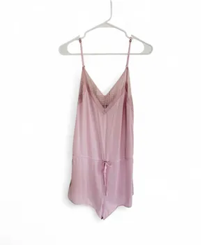 Victoria's Secret Women’s Sleep Romper Medium Pink Lace Trim Lounge Feminine thumbnail 2