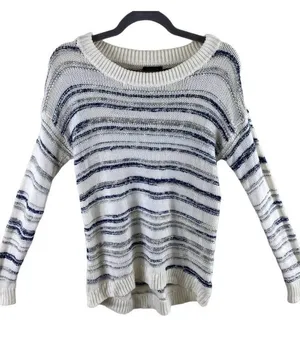 Calvin‎ Klein Jeans Striped Round Neck Long Sleeve Chunky Knit Sweater Size S thumbnail 1