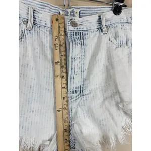 We the Free People Size 34 Jean Shorts Distressed Button-Fly Frayed Hems Hi-Rise thumbnail 11