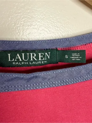 Lauren Ralph Lauren Short Sleeve Top Women’s Size Small Chambray Trim Cotton thumbnail 2