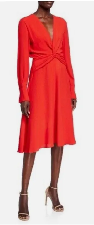 NEW Equipment Twist Front Midi Dress Red-Orange thumbnail 1