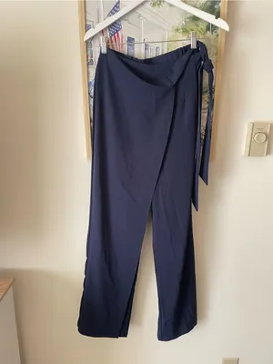 Halara Flex High Waisted Wide Leg Pants Tie in Peacoat Navy Blue Small Tall New thumbnail 5
