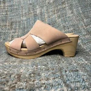 Five Worlds By Cordani Zafira Wooden Clog Sandal in Pink Nubuck Leather thumbnail 3