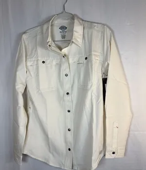 Dickies Women’s Cooling Utility Shirt Temp-iQ Long Sleeve Small Beige Snap NWT thumbnail 1