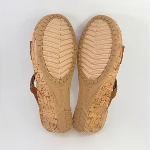 Crocs A-Leigh Leather Cork Wedge Sandals Brown Strappy Slip On Womens 8 Comfort thumbnail 9