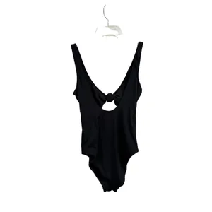 Aerie Ribbed One Piece Swimsuit Black Front Cutout Knot Detail Full Coverage XS thumbnail 3