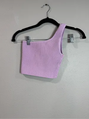 Babaton Bavarian One-Shoulder Ribbed Crop Top - Lavender thumbnail 2
