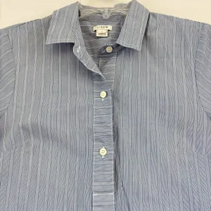 J Crew Womens‎ Blue Popover Top Striped Short Sleeve Collared Button Shirt Small thumbnail 7