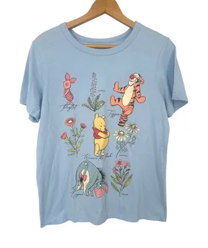 Disney Winnie the Pooh T-Shirt Women M Blue Graphic Characters Floral Botanical thumbnail 1