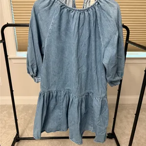 H&M Casual Blue Chambray Denim Dress thumbnail 4