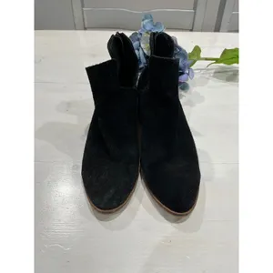 Steve Madden Suede Booties Block Heel Ankle‎ Boots Black Zipper Size?7.5 thumbnail 11