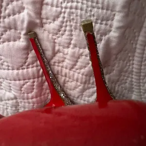 Christian Louboutin Glitter Pointed Pumps with Gold Trim thumbnail 12
