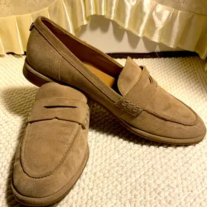 Sam Edelman Taupe Suede Penny Loafers thumbnail 1