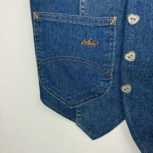 Vtg Chic Denim Western Vest Dark Wash Heart Buttons Sz Medium thumbnail 6