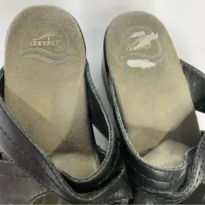Dansko black‎ leather mules clogs size 37 thumbnail 3