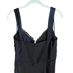 Astr Aeris Satin Lace Trim Maxi Dress Black Size Small Bustier Corset Whimsigoth thumbnail 6