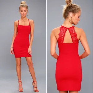 Lulus Dance on the Roof Red Lace Mini Dress Size Small Bodycon Cocktail New thumbnail 2