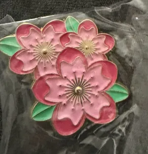 Pink floral Enamel Pin thumbnail 1