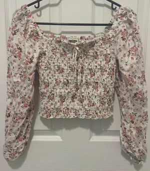 American Eagle smockedPuff Sleeve SquareNeck Blouse thumbnail 2
