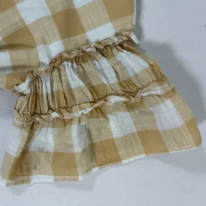 Who What Wear Womens M Mustard Yellow Gingham Cotton Ruffle Sleeve Mini Dress thumbnail 8