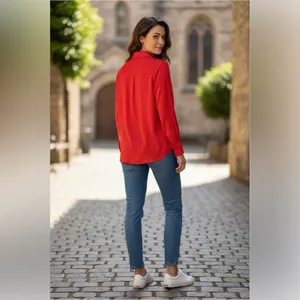 NWT A new day ong Sleeve Collared Satin Button Down Shirt Scarlet Red. XS thumbnail 4