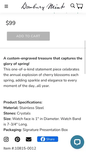 Danbury Mint Custom Cherry Blossom Watch thumbnail 3
