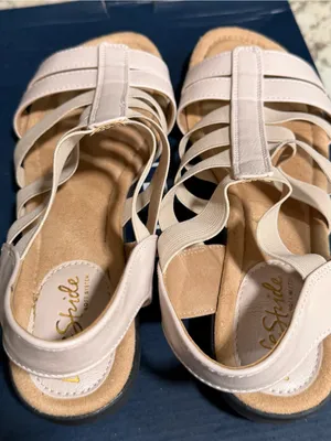 Life Stride Women’s Beige Strappy Wedge Slip On Comfort Sandals 8M thumbnail 3
