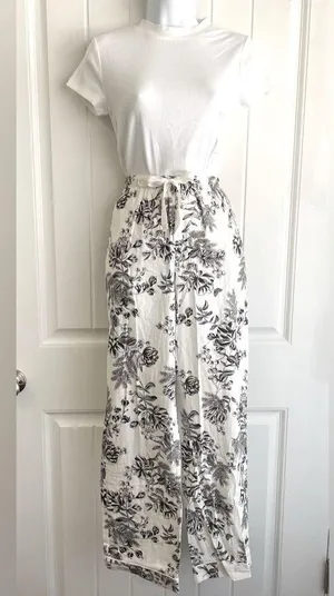 Stars Above x A New Day Floral Print Women's Pants & Ribbed White Shirt XS NWT thumbnail 4