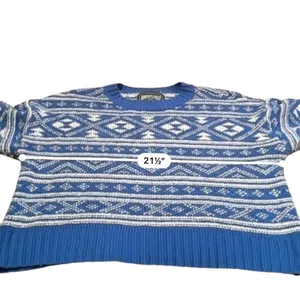 American Eagle Blue & White Fair Isle Snowdrift Long Sleeve Sweater Sz‎ S thumbnail 10