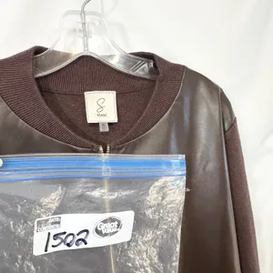 Sioni Bomber‎ Jacket Womens XL Brown Faux Leather Knit Classic Chic Edgy 1502 thumbnail 9
