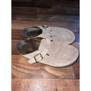 White Mountain Women's Suede Slip-On Clog Mules in Light Taupe thumbnail 2