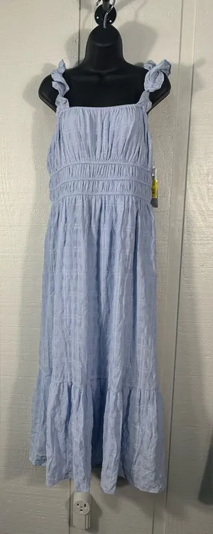Kingston Grey Women’s Boho Blue Tiered Flutter Sleeve Maxi Dress SZ XL NWT thumbnail 1