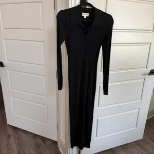 Open Edit Ribbed Button-Down Midi Dress thumbnail 2