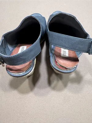 Steve Madden "Nonstop" blue peep-toe slingback wedges thumbnail 4