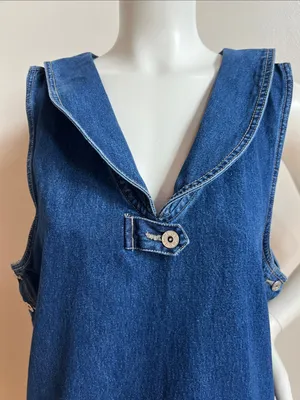 Casual Corner Denim Sailor-Style Maxi Dress cottagecore granny pie vibes thumbnail 3