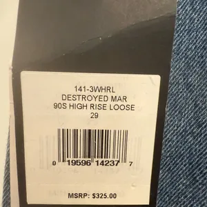 RE/DONE 90s High Rise‎ Loose Jeans NWT size 29 Destroyed Mar Blue Straight Leg thumbnail 8