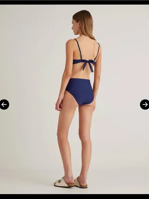 Quince Italian Scoop Neck Bikini Top Deep Navy Size Small thumbnail 2