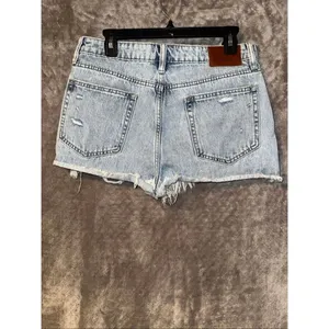 Hidden light wash high rise distressed cut off shorts 100% cotton L #754 thumbnail 2