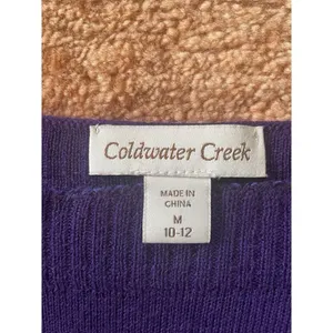 Coldwater Creek Purple Wool Blend Boatneck Cropped Sleeve Sweater Size 10-12 /M thumbnail 2