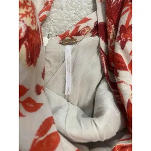 Free People Red Cream Floral V-Neck Long Balloon Sleeve Romper S Rayon thumbnail 8