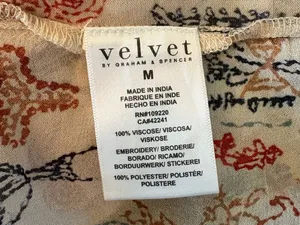 Velvet by Graham & Spencer Blouse Womens M Cream Excellent Embroidered Boho Top thumbnail 7