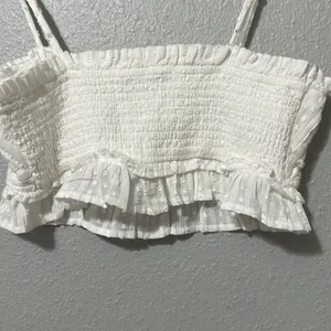 American Eagle White Lace Trimmed Women's Top size M white color thumbnail 5