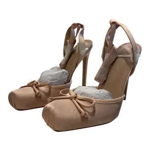 Women's Ballet Lace Up Heels in Nude, Size 6 thumbnail 2