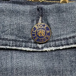 Rock & Republic Studded Pocket Medium Wash Denim Slim Straight 5 Pocket Jeans thumbnail 5