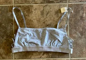 Aerie Real Good Strappy Side Lace Up Bralette Grey Size Medium thumbnail 1