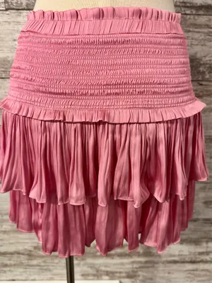 Pink Satin Ruffled Mini Skirt thumbnail 3