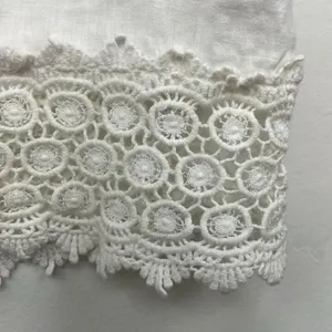 Marina Luna Linen White Crochet Trim Sleeveless Top size Medium thumbnail 4