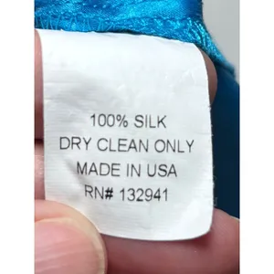 Amanda Uprichard‎ Silk Shift Dress L Blue Split Neck Tie Waist thumbnail 10